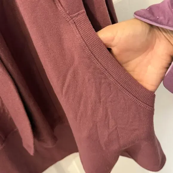 Athleta Pranayama Wrap Long Line Cardigan Medium Tawny Rose Mauve Lounge Cozy - Picture 10 of 13